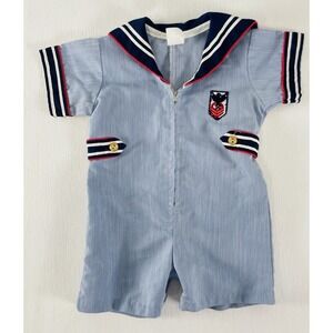 Vintage Little Bit Sailor Romper Baby 18 Months USA Coastal‎ Boating Nautical